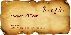 Korpos Áron névjegykártya